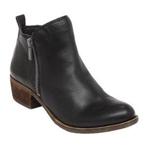 Lucky Brand Basel Ankle Boots Black Leather 8.5